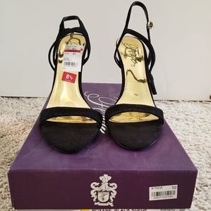 Black & gold - suede strappy heels